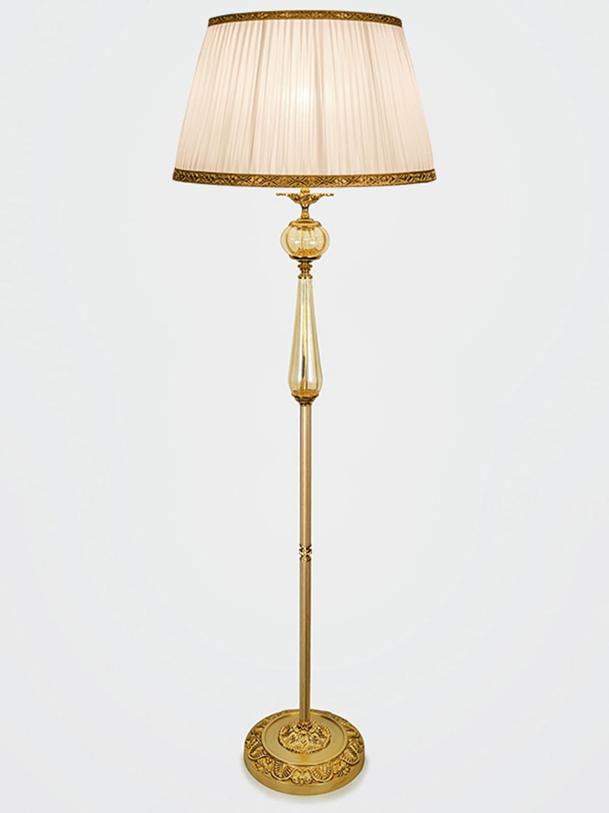 piantana lampada da terra classica in ottone e vetro di Murano