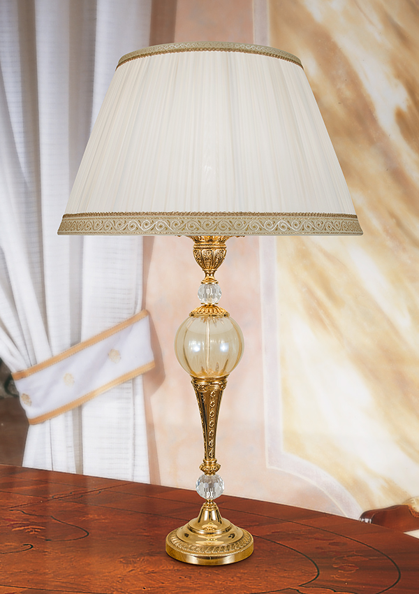 Lampada salotto in vetro di Murano ambra e ottone