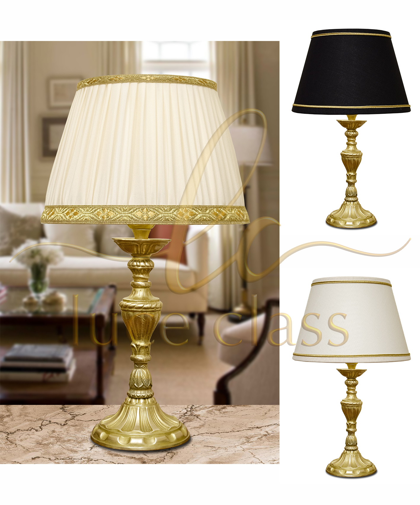 lampada da tavolo da comodino classica vetro Murano e ottone lume con paralume